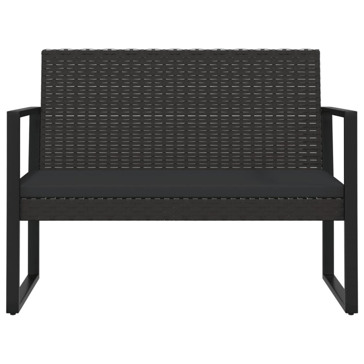 Loungegrupp För Trädgården Med Dynor 4 Delar Svart Konstrotting