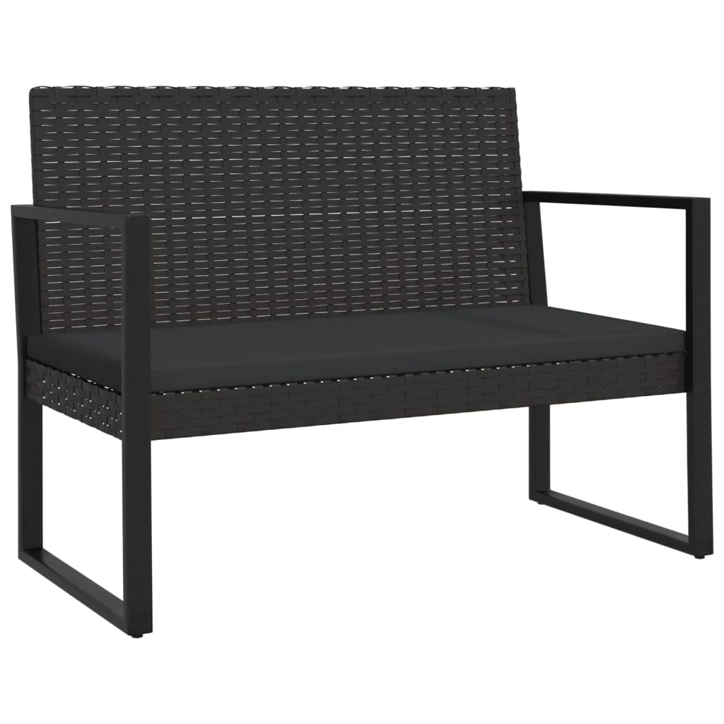 Loungegrupp För Trädgården Med Dynor 4 Delar Svart Konstrotting