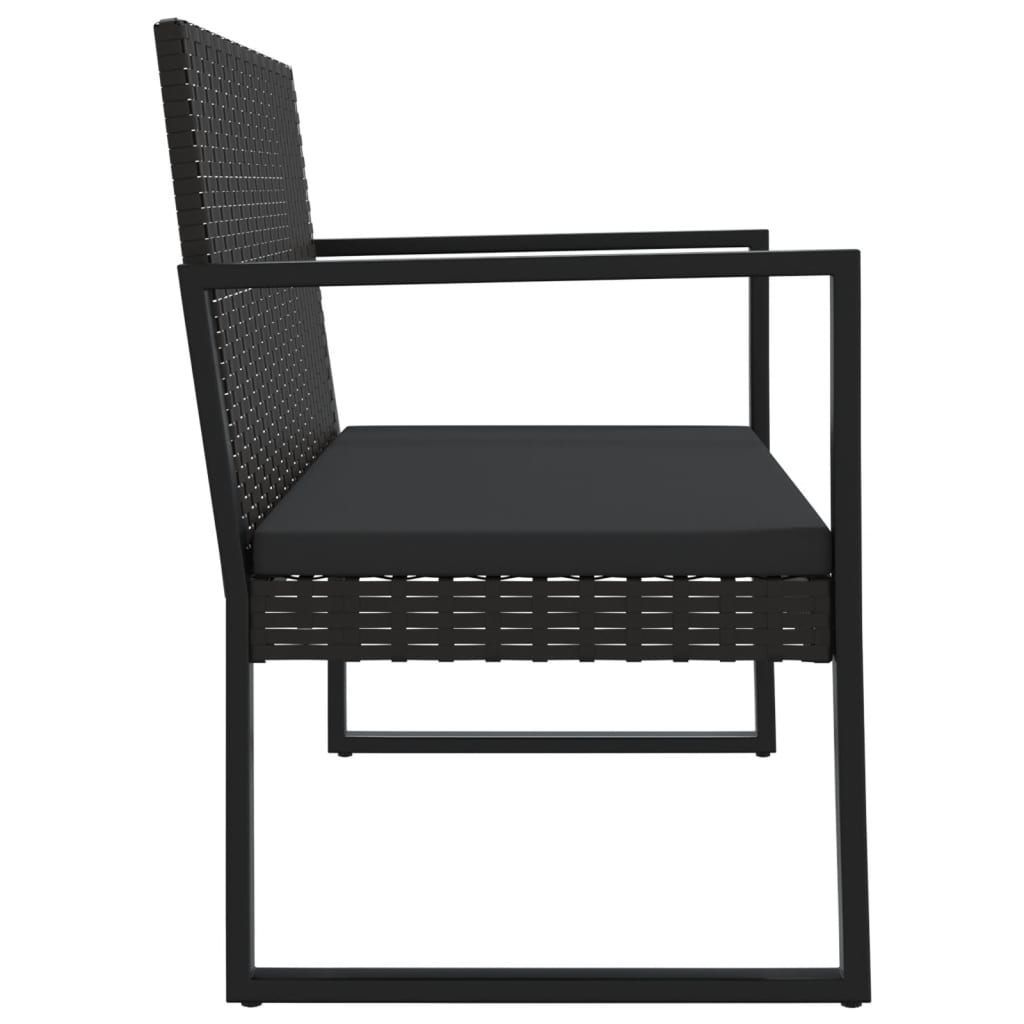 Loungegrupp För Trädgården Med Dynor 4 Delar Svart Konstrotting