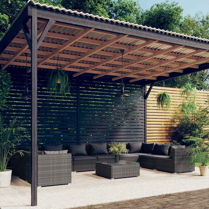 Loungegrupp För Trädgården Med Dynor 6 Delar Konstrotting Svart