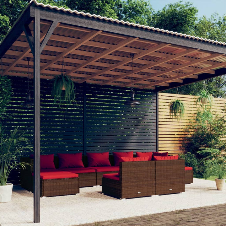 Loungegrupp För Trädgården Med Dynor 10Delar Konstrotting Svart