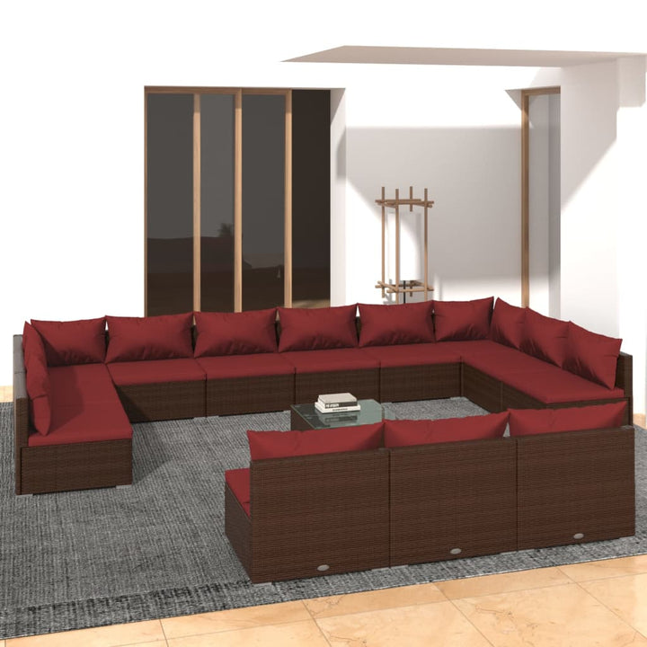 Loungegrupp För Trädgården Med Dynor 10Delar Konstrotting Svart