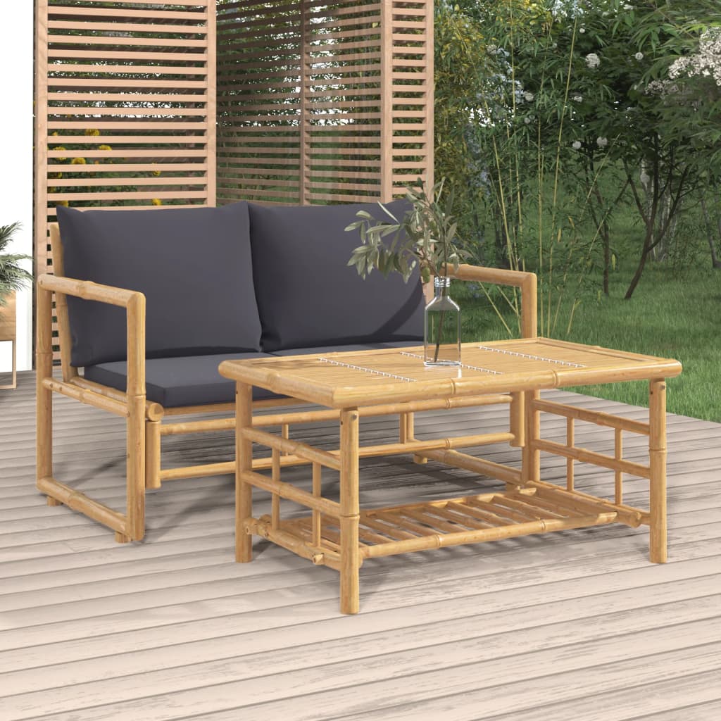 Loungegrupp För Trädgården 2 Delar A Dynor Bambu
