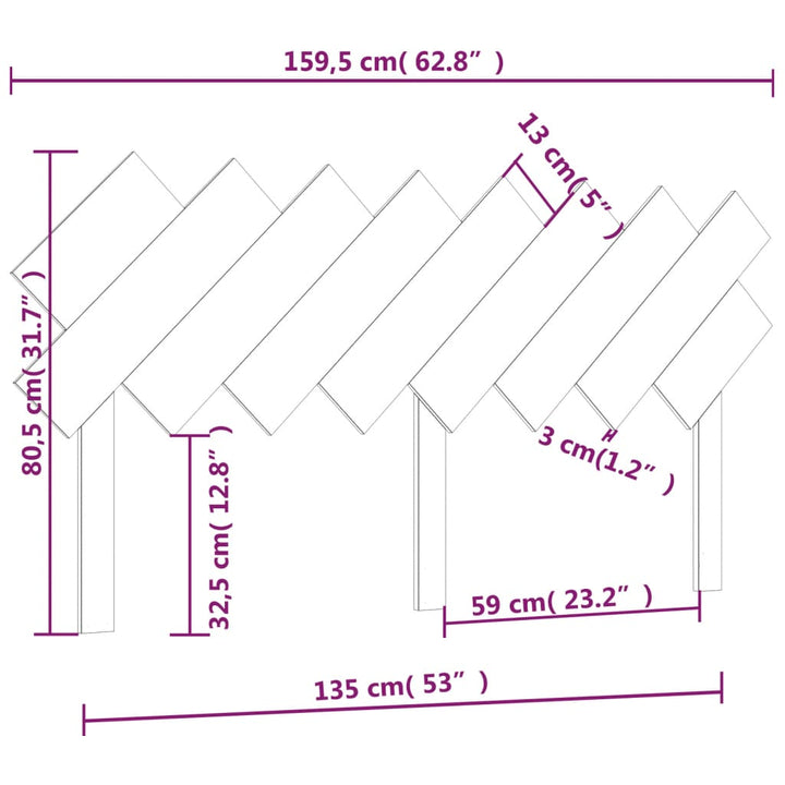 Sänggavel 159,5X3X80,5 Cm Massiv Furu
