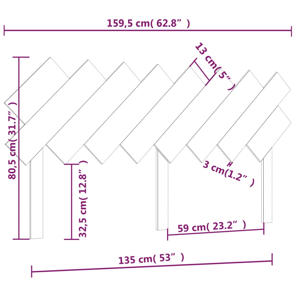 Sänggavel 159,5X3X80,5 Cm Massiv Furu