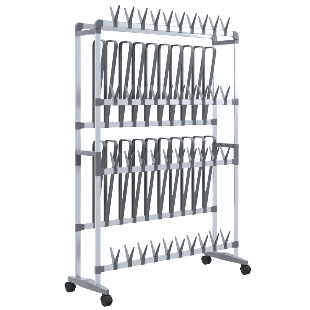 Skohylla Med Hjul Silver 89X27X120 Cm