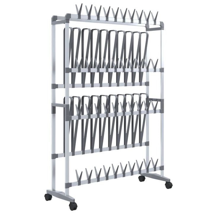 Skohylla Med Hjul Silver 89X27X120 Cm