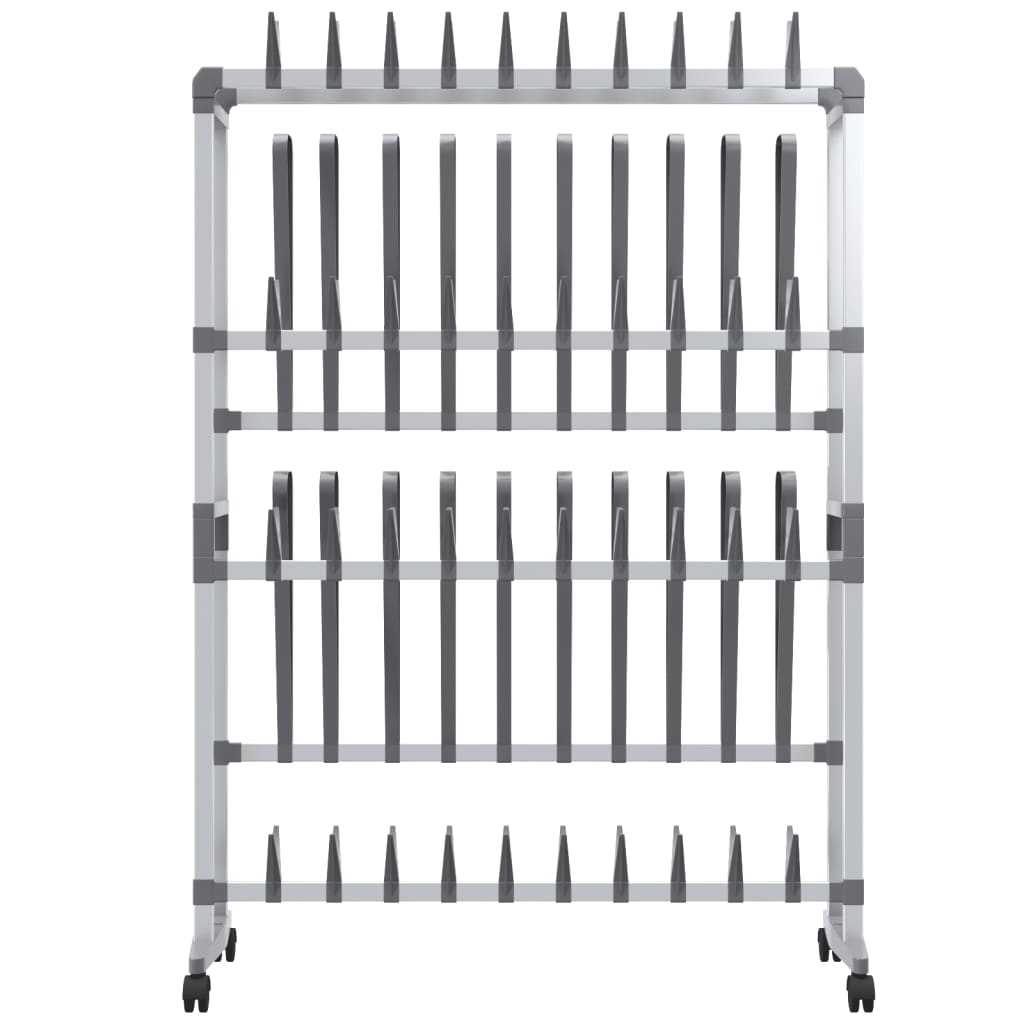 Skohylla Med Hjul Silver 89X27X120 Cm