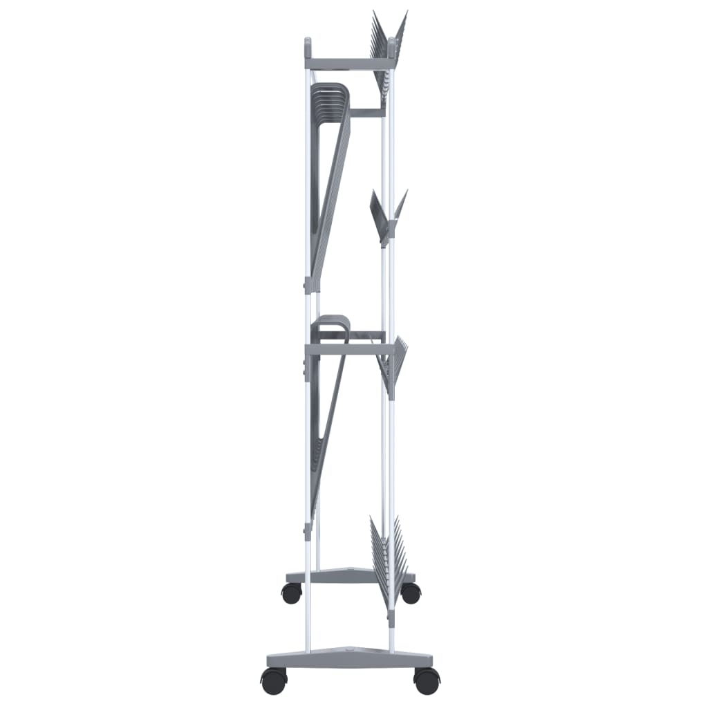 Skohylla Med Hjul Silver 89X27X120 Cm