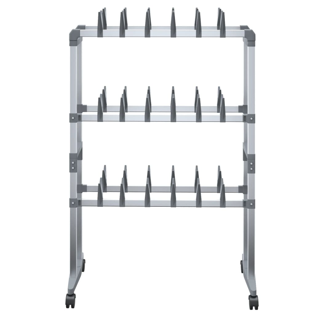 Skohylla Med Hjul Silver 66X27X100 Cm