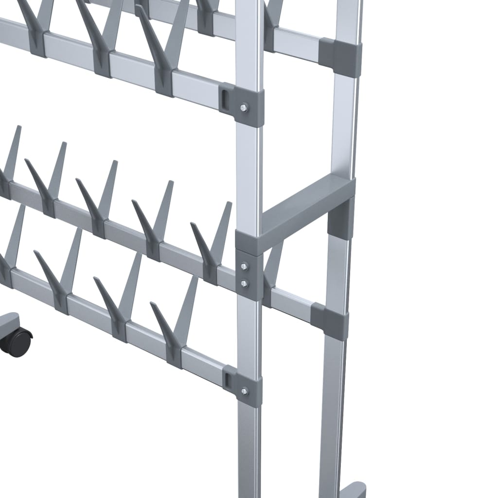 Skohylla Med Hjul Silver 66X27X100 Cm