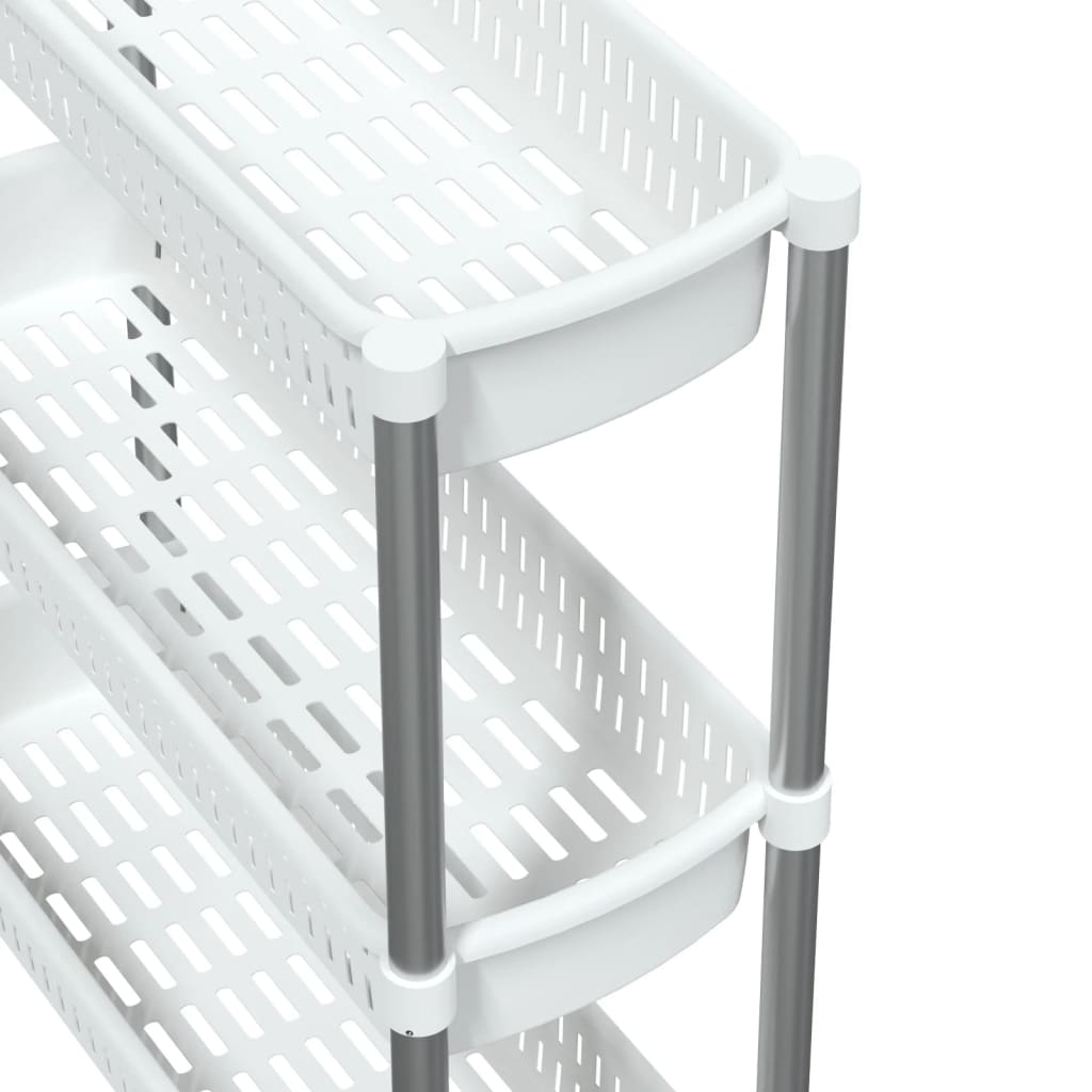 Förvaringsvagn 3 Hyllor Silver Och Vit Aluminium