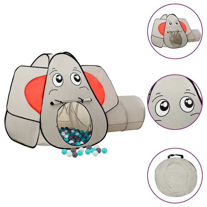 Lektält Elefant Grå Med 250 Bollar 174X86X101 Cm