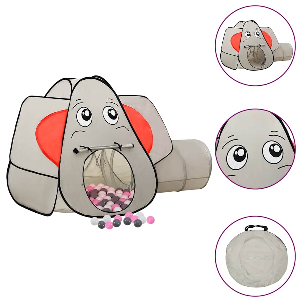 Lektält Elefant Grå Med 250 Bollar 174X86X101 Cm