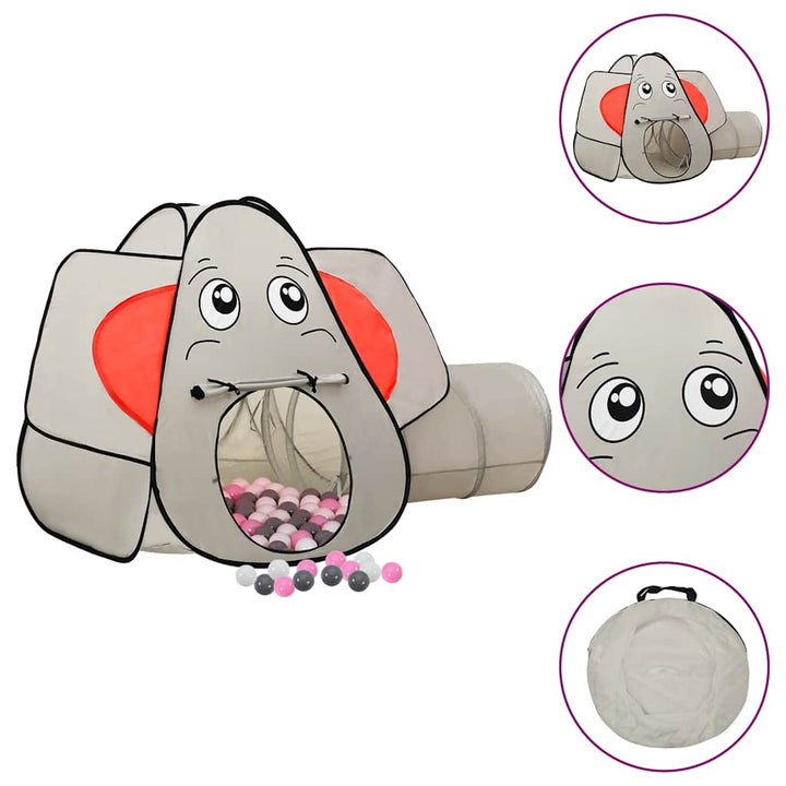 Lektält Elefant Grå Med 250 Bollar 174X86X101 Cm