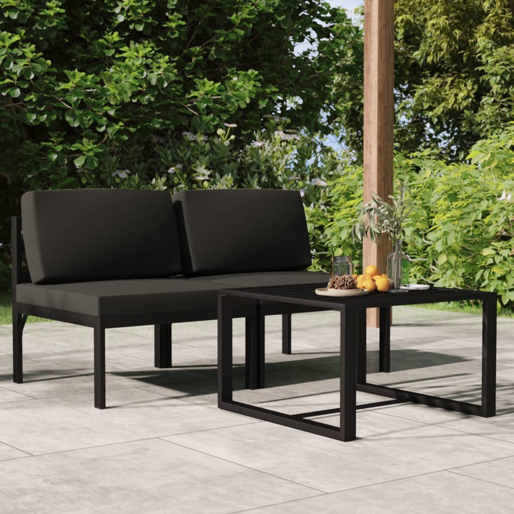 Trädgårdssoffa 4-Sits Med Dynor Aluminium Antracit