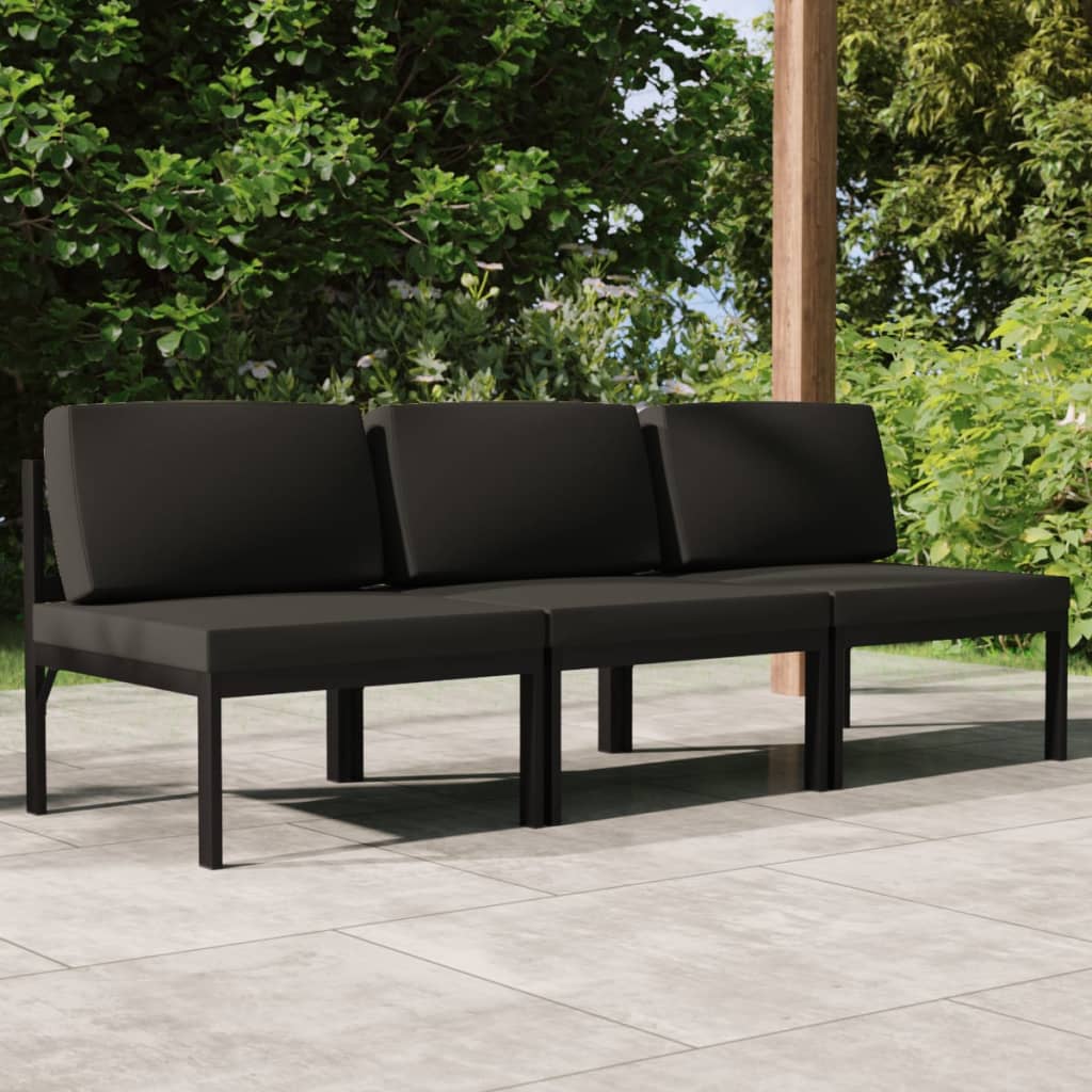Trädgårdssoffa 4-Sits Med Dynor Aluminium Antracit