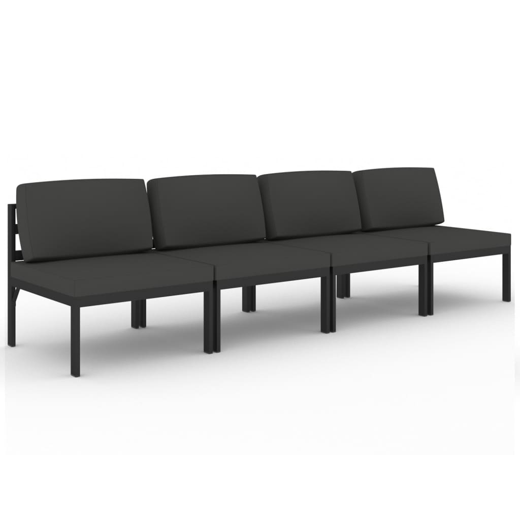 Trädgårdssoffa 4-Sits Med Dynor Aluminium Antracit