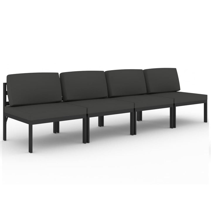 Trädgårdssoffa 4-Sits Med Dynor Aluminium Antracit