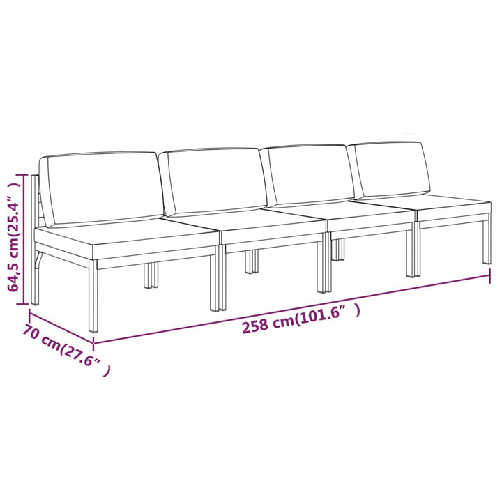 Trädgårdssoffa 4-Sits Med Dynor Aluminium Antracit