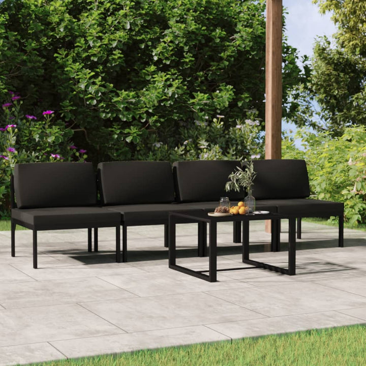 Trädgårdssoffa 4-Sits Med Dynor Aluminium Antracit