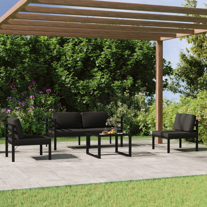 Loungegrupp För Trädgården 7 Delar Med Dynor Aluminium Antracit
