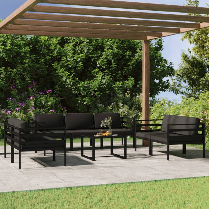 Loungegrupp För Trädgården 7 Delar Med Dynor Aluminium Antracit