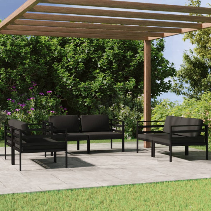Loungegrupp För Trädgården 7 Delar Med Dynor Aluminium Antracit