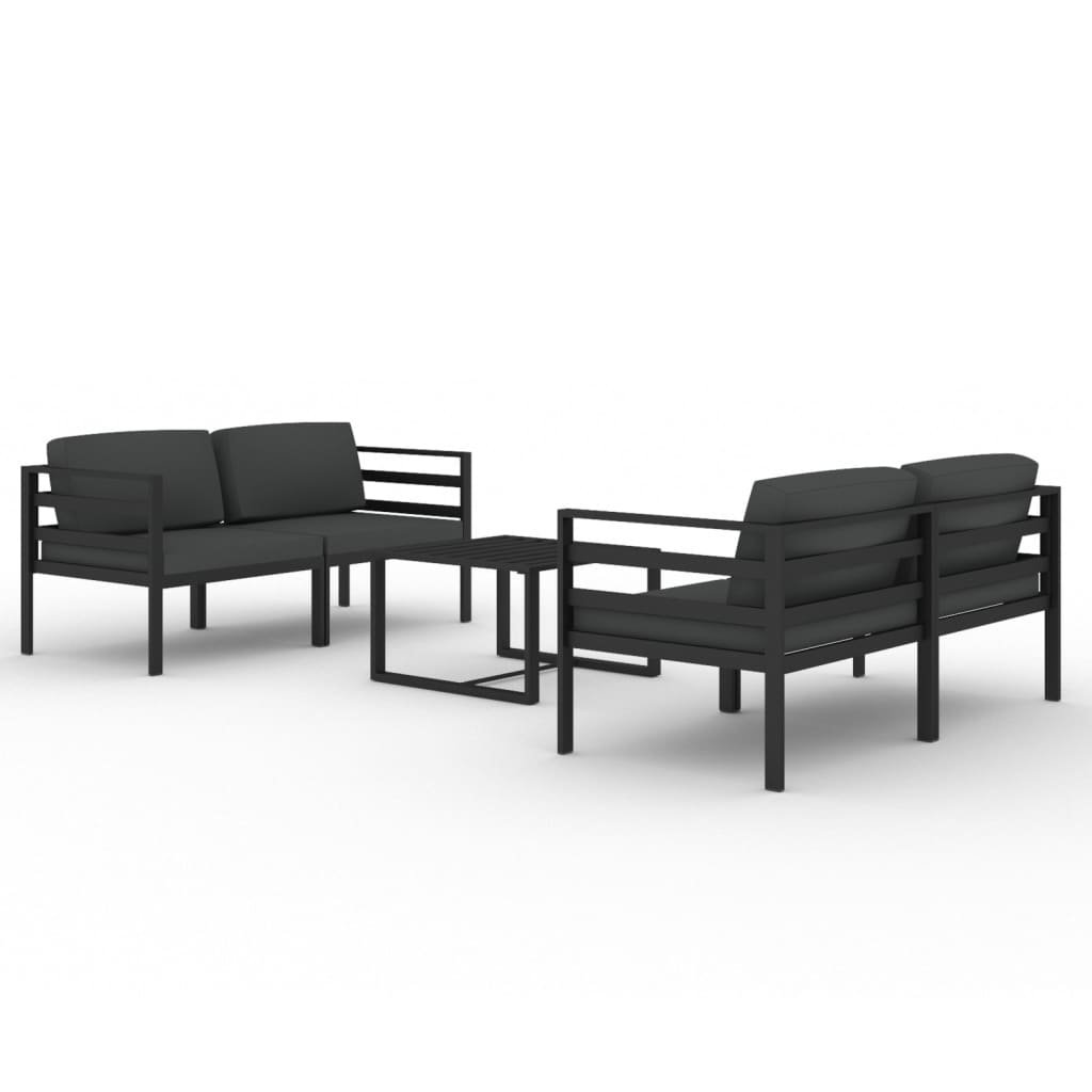 Loungegrupp För Trädgården 5Delar Med Dynor Aluminium Antracit