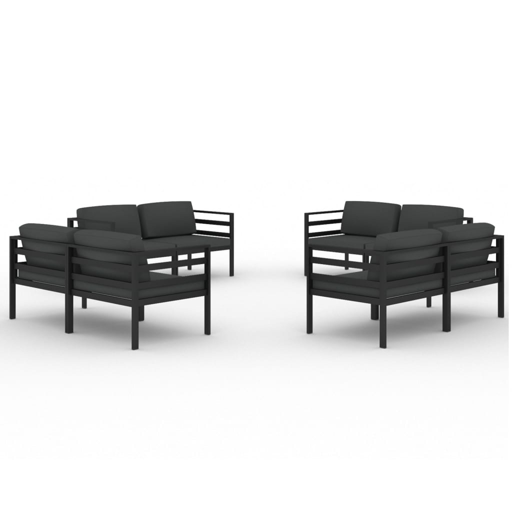 Loungegrupp För Trädgården 8 Delar Med Dynor Aluminium Antracit