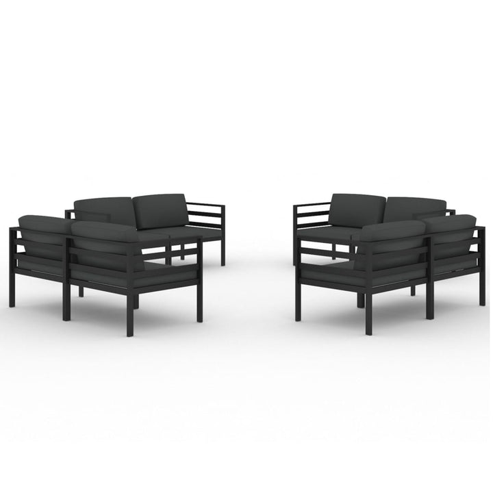 Loungegrupp För Trädgården 8 Delar Med Dynor Aluminium Antracit