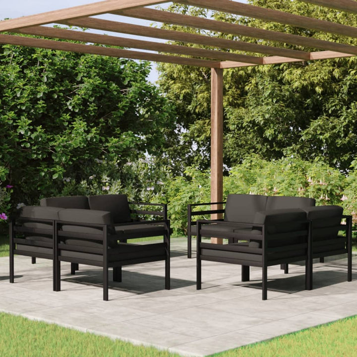 Loungegrupp För Trädgården 8 Delar Med Dynor Aluminium Antracit