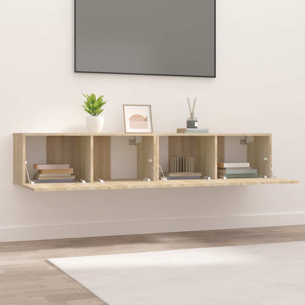 Tv-Bänkar 2 St Sonoma-Ek 80X30X30 Cm Konstruerat Trä