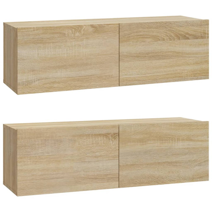 Väggmonterade Tv-Bänkar 2 St 100X30X30 Cm Konstruerat Trä