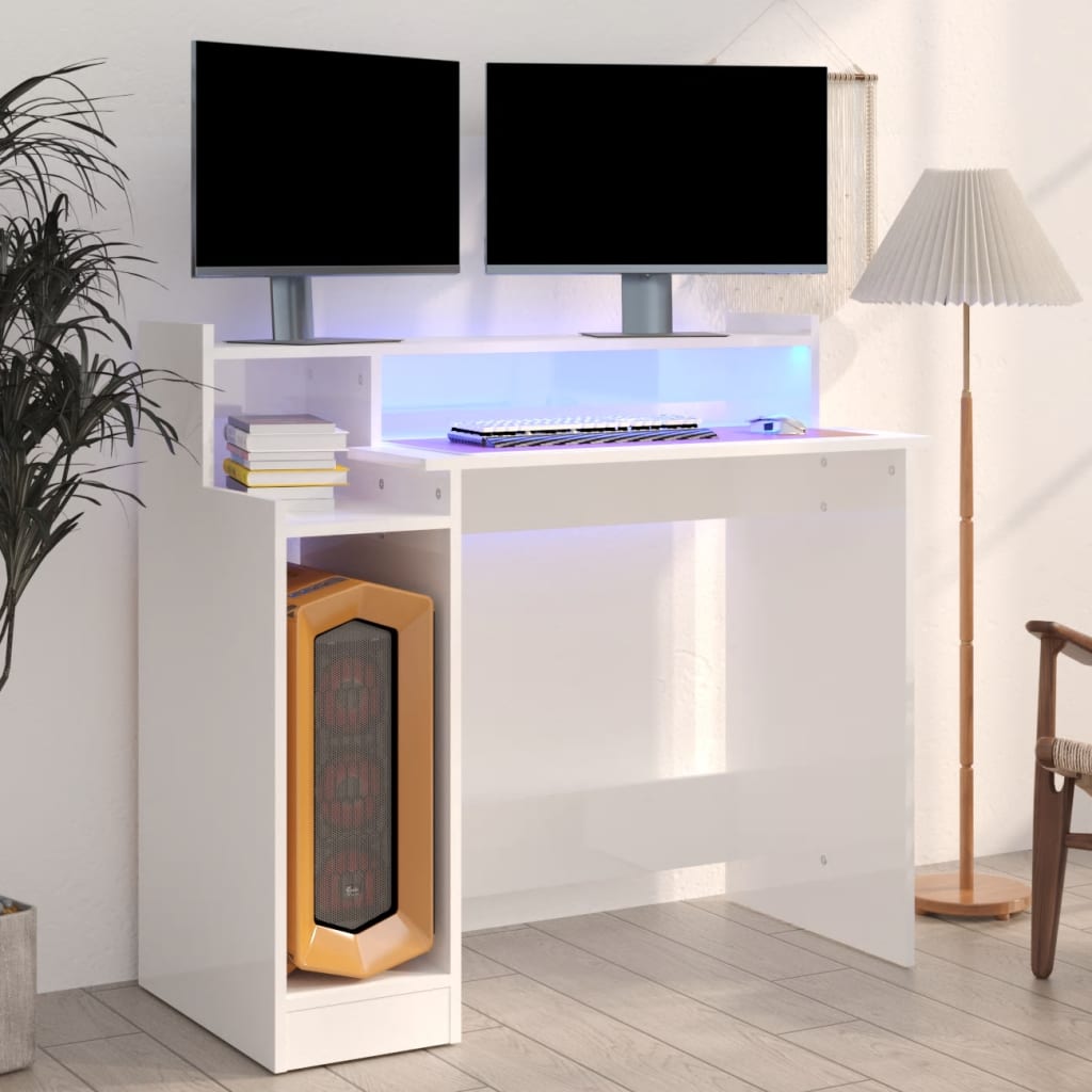 Skrivbord Med Led 97X45X90 Cm Konstruerat Trä