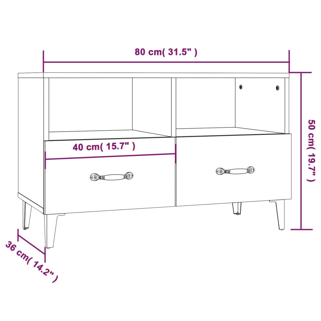 Tv-Bänk 80X36X50 Cm Konstruerat Trä
