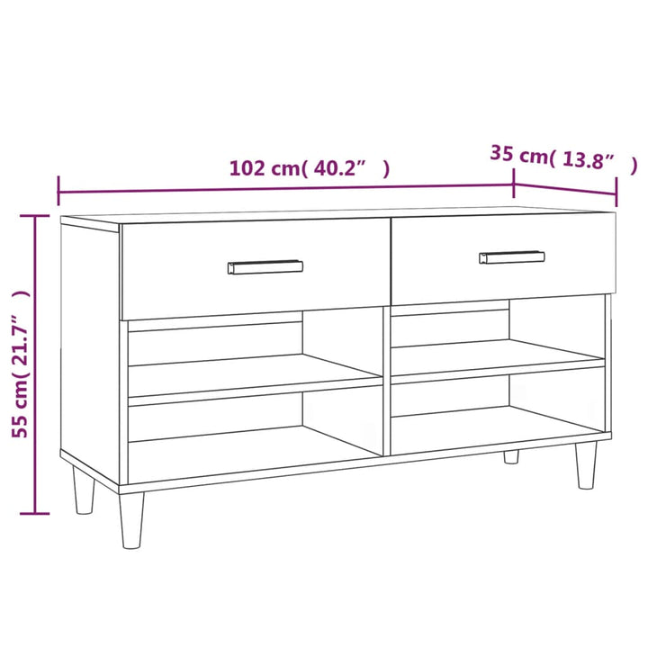 Skoskåp 102X35X55 Cm Konstruerat Trä
