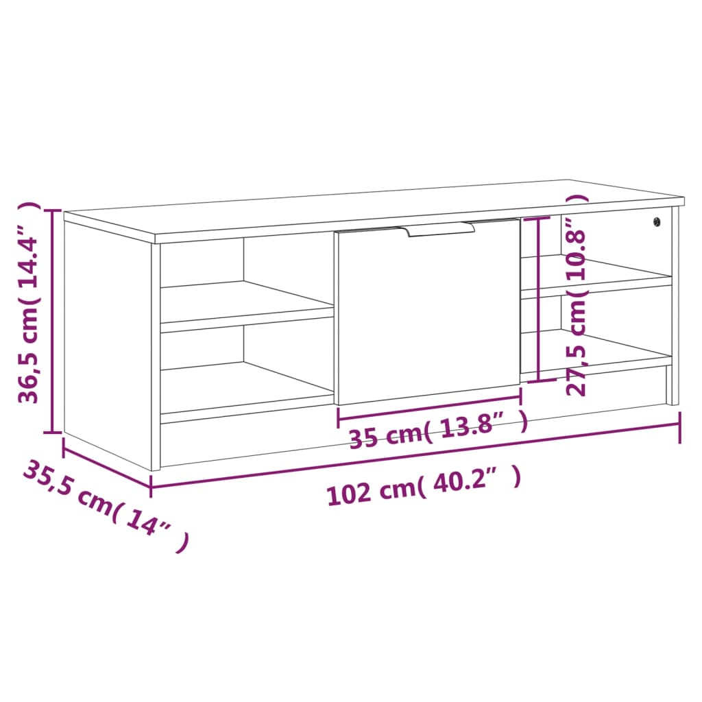 Tv-Bänk 102X35,5X36,5 Cm Konstruerat Trä