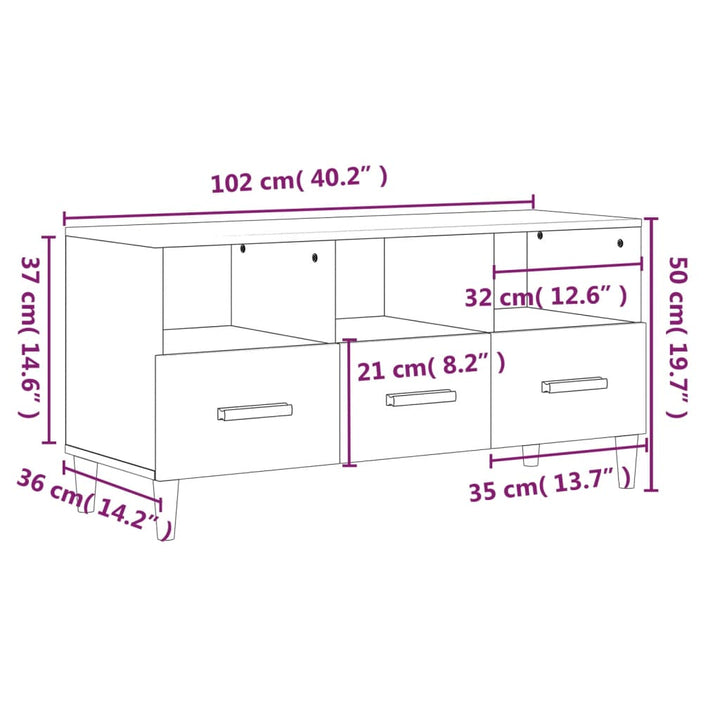 Tv-Bänk 102X36X50 Cm Konstruerat Trä