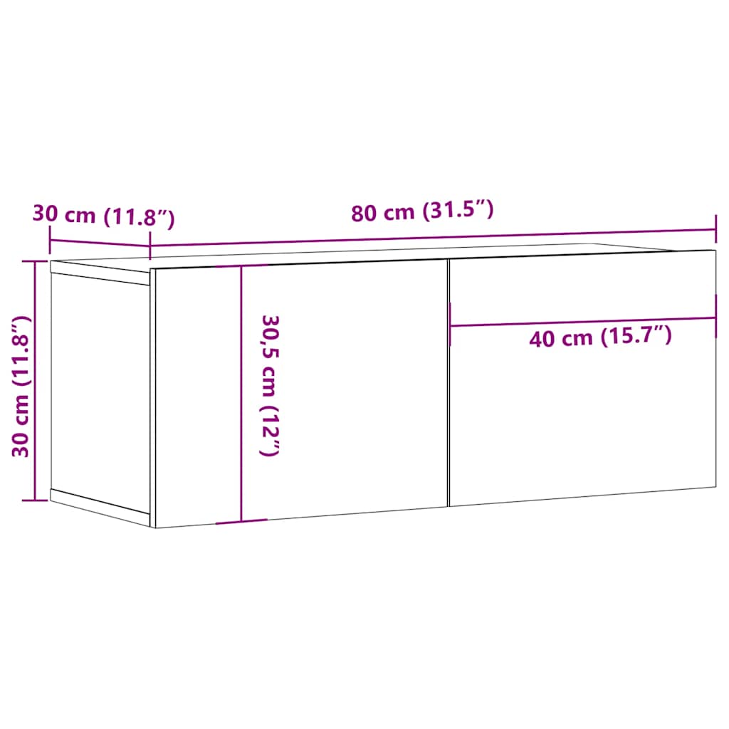 Tv-Bänkar 2 St 80X30X30 Cm Konstruerat Trä