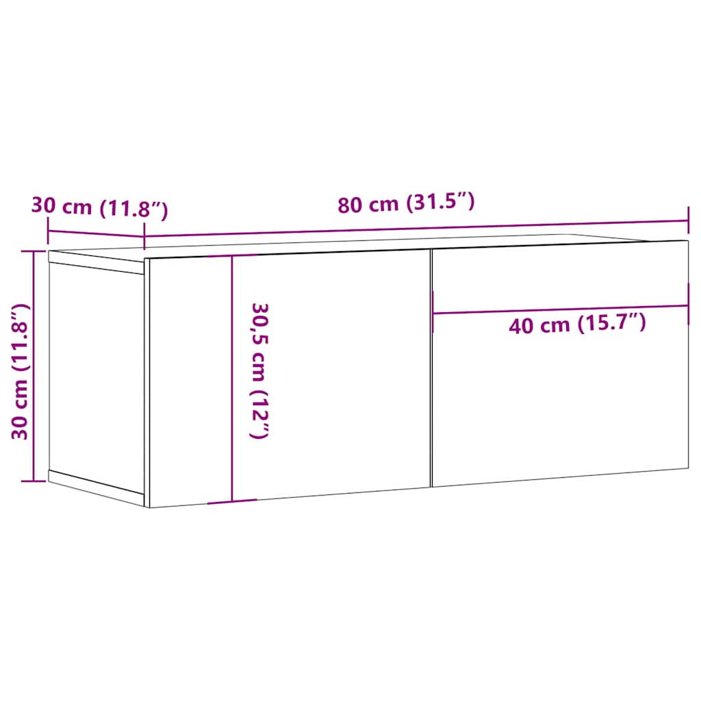 Tv-Bänkar 2 St 80X30X30 Cm Konstruerat Trä