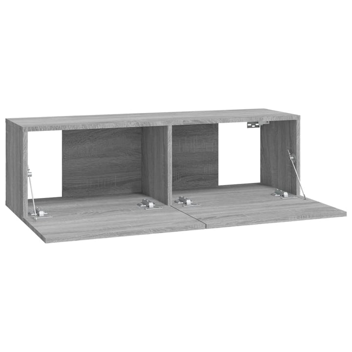 Väggmonterade Tv-Bänkar 2 St Grå 100X30X30 Cm Konstruerat Trä