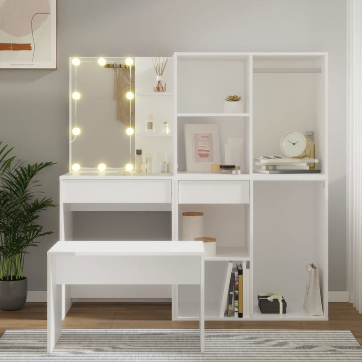 Toalettbordsset Med Led Konstruerat Trä
