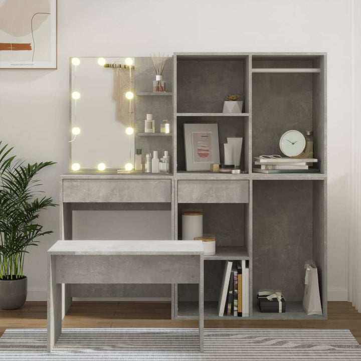Toalettbordsset Med Led Konstruerat Trä