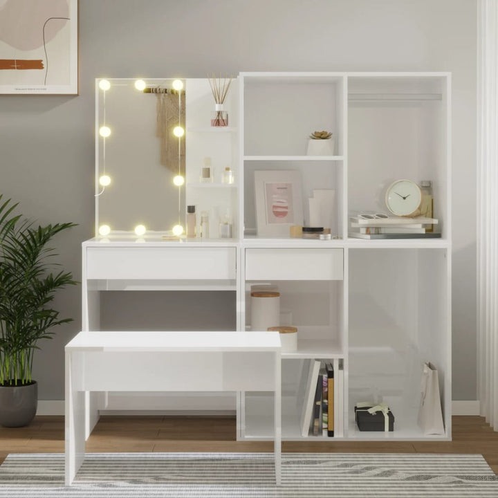 Toalettbordsset Med Led Konstruerat Trä