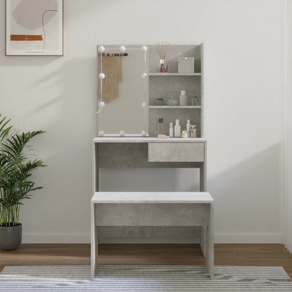 Sminkbordsset Med Led Konstruerat Trä