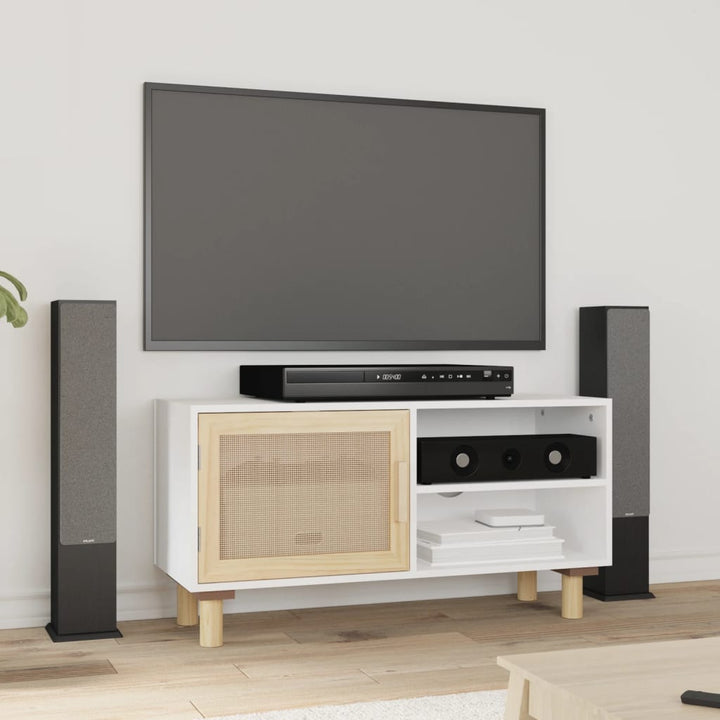 Tv-Bänk 80X30X40 Cm Massiv Furu Och Naturlig Rotting