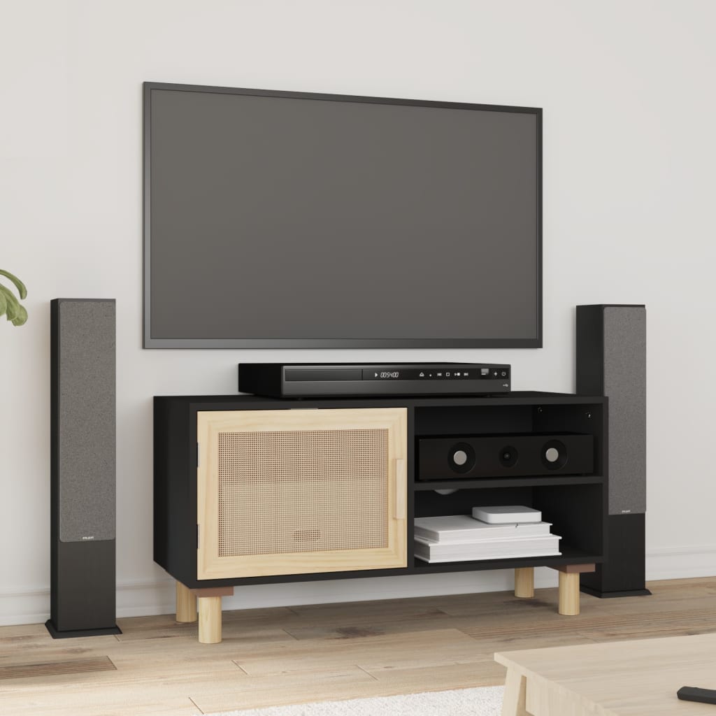 Tv-Bänk 80X30X40 Cm Massiv Furu Och Naturlig Rotting
