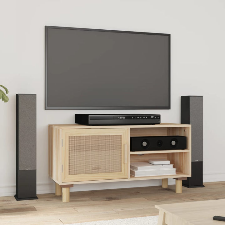 Tv-Bänk 80X30X40 Cm Massiv Furu Och Naturlig Rotting