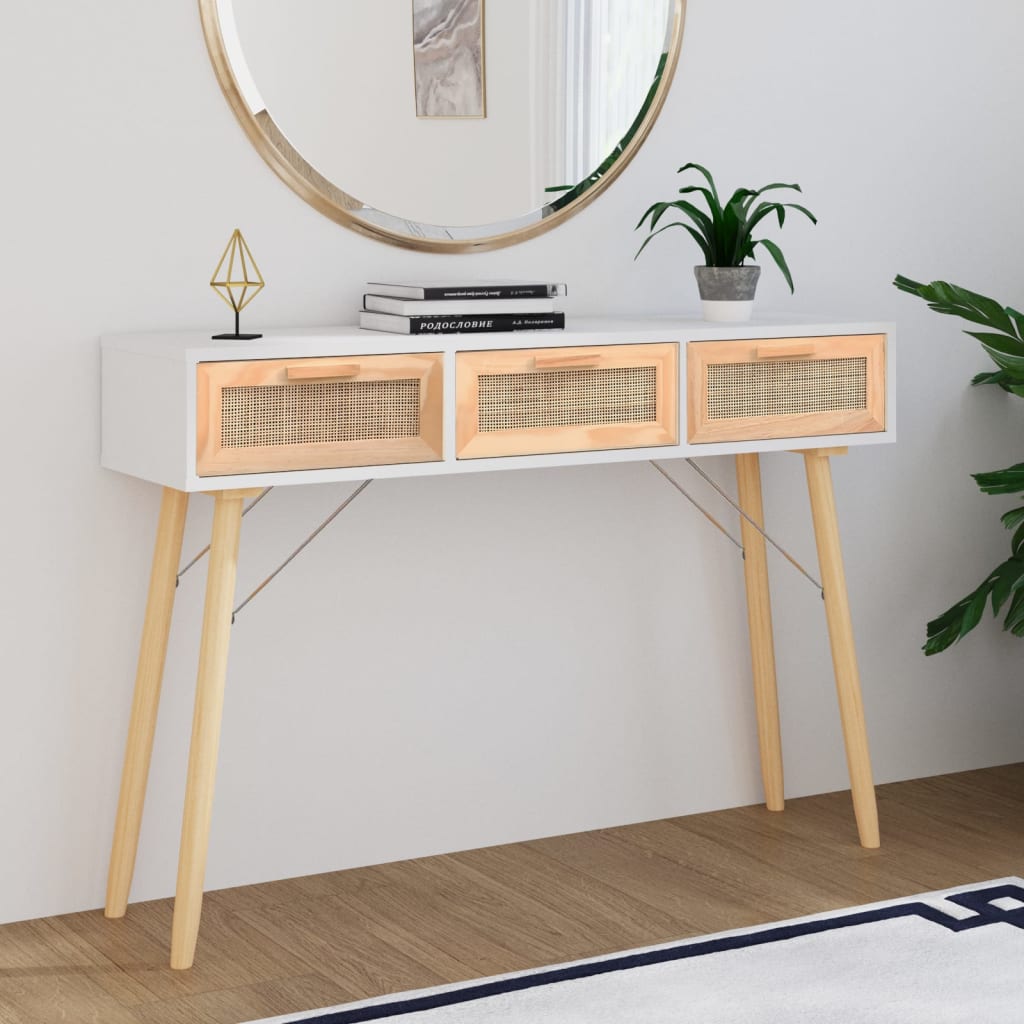 Konsolbord 105X30X75 Cm Massiv Furu Och Naturlig Rotting